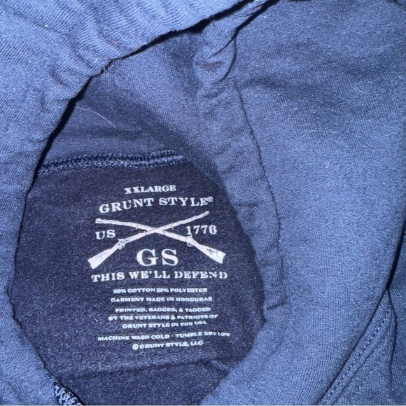 Grunt Style Dark Blue Salty hoodie with Yellow Print - Picture 6 of 10